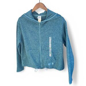 Victoria's Secret Pink Women's Zip-Up Hoodie Green Heather Drawstring Hem M NWT